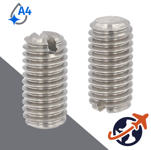 M8X1.25 Slotted Flat Point Set Screw - A4 Stainless DIN 551