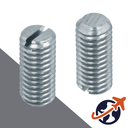 M8X1.25 Slotted Flat Point Set Screw - 14H Steel DIN 551