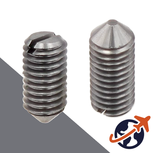 M1.6X0.35 Slotted Set Screw,14H Steel CONE Point,DIN 553 / ISO 7434