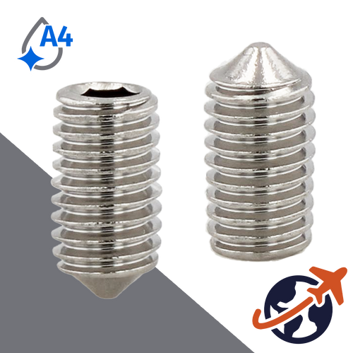 M10X1.5 Cone Point Set Screw,A4 Stainless Steel,ISO 4027 / DIN 914