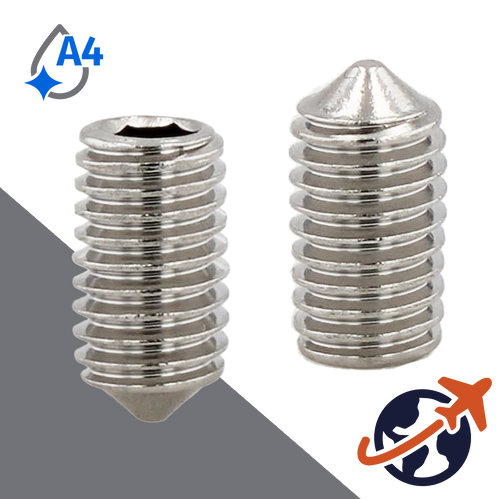 M10X1.5 Cone Point Set Screw,A4 Stainless Steel,ISO 4027 / DIN 914