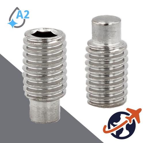 M10X1.5 Dog Point Set Screw,A2 Stainless Steel,ISO 4028 / DIN 915