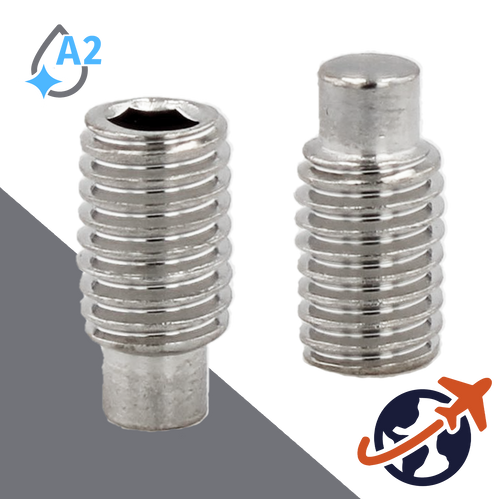 M3X0.5 Dog Point Allen Socket Set Screw - A2 Stainless ISO 4028