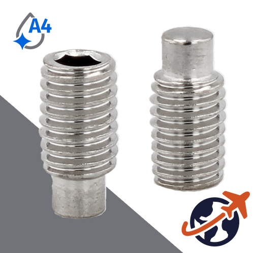 M12X1.75 Dog Point Allen Socket Set Screw - A4 Stainless ISO 4028