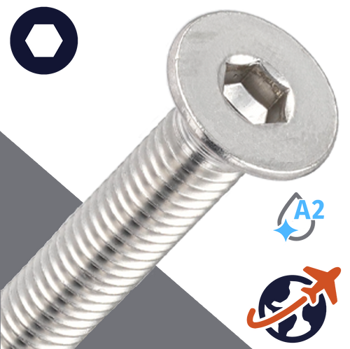 M10X1.5 Flat Head,A2 Stainless,ISO 10642