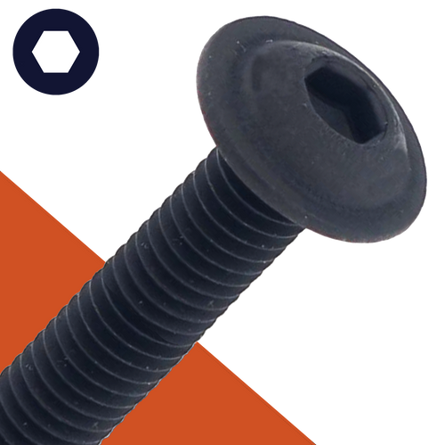 M5X0.8 Allen Button Flange - A2 Stainless Black ISO 7380-2 