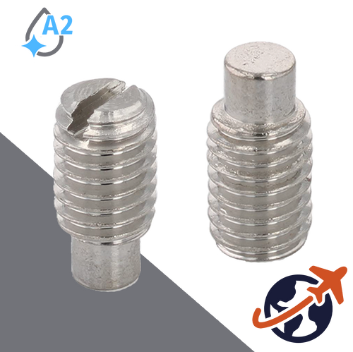M2.5X0.45 Slotted Dog Point Set Screw - A2 Stainless DIN 417