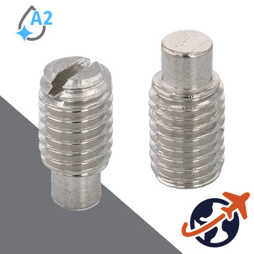 M10X1.5 Slotted Set Screw,A2 Stainless DOG POINT,DIN 417 / ISO 7435