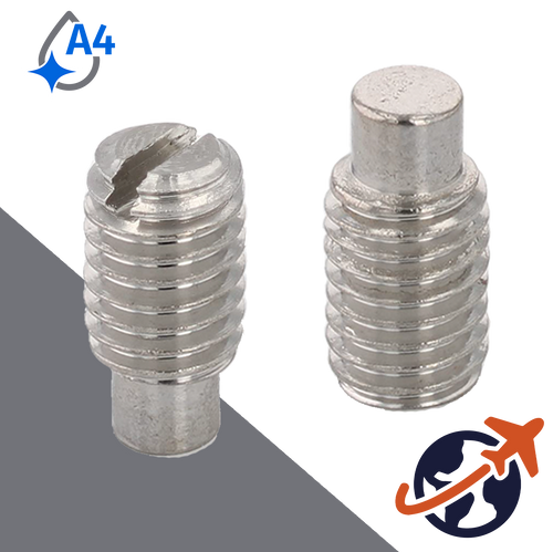 M10X1.5 Slotted Set Screw,A4 Stainless DOG POINT,DIN 417 / ISO 7435