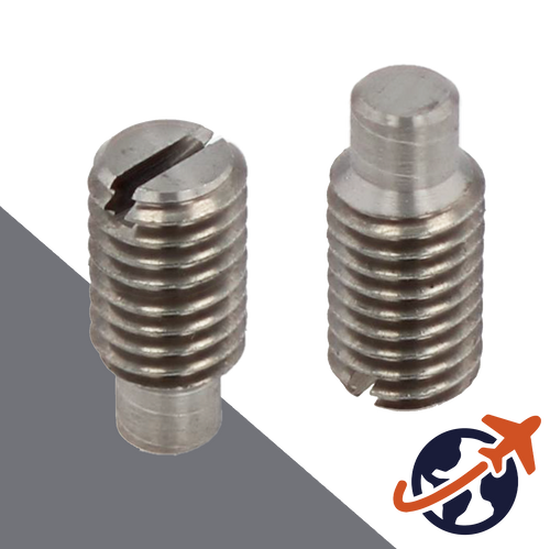 M8X1.25 Slotted Dog Point Set Screw - 14H Steel DIN 417