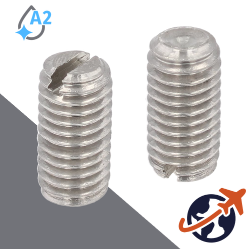 M12X1.75 Slotted Cup Point Set Screw - A2 Stainless DIN 438