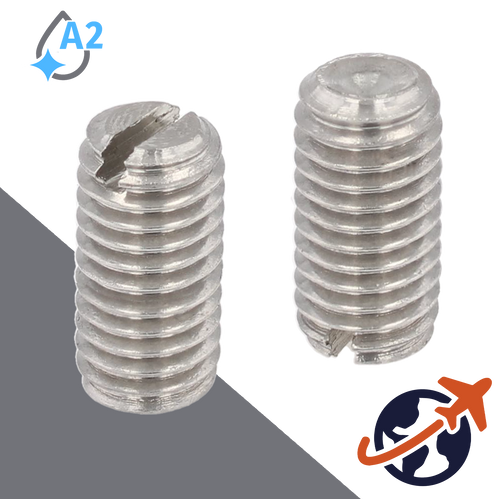 M3X0.5 Slotted Cup Point Set Screw - A2 Stainless DIN 438