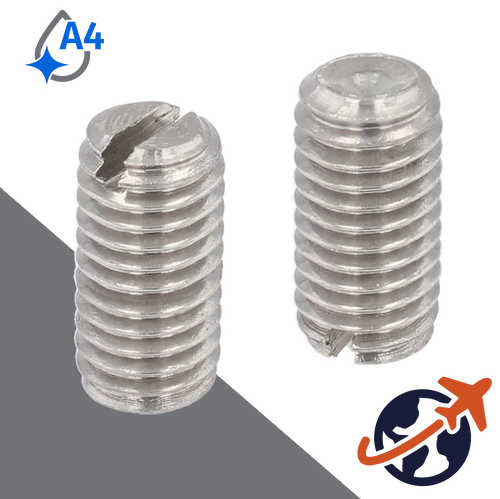 M10X1.5 Slotted Set Screw,A4 Stainless CUP POINT,DIN 438 / ISO 7436