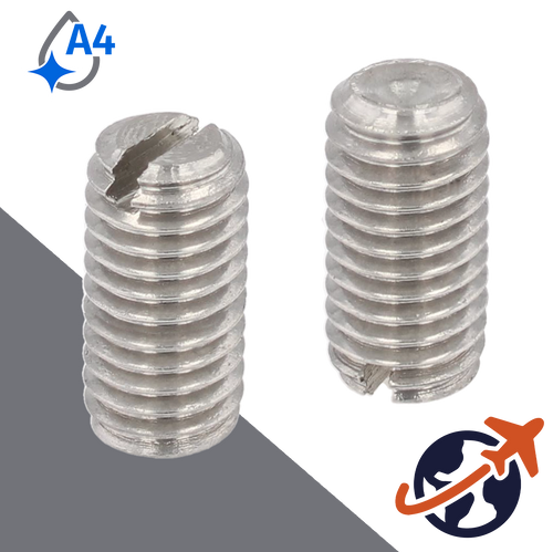 M10X1.5 Slotted Set Screw,A4 Stainless CUP POINT,DIN 438 / ISO 7436