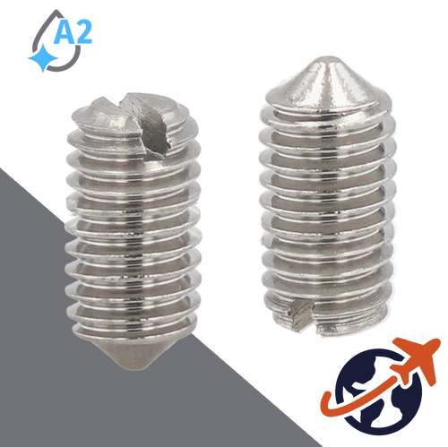 M1.6X0.35 Slotted Set Screw,A2 Stainless CONE Point,DIN 553 / ISO 7434