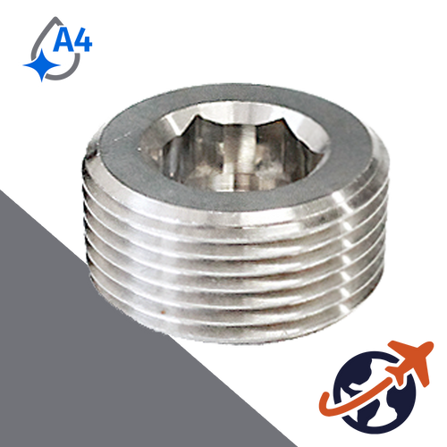 British Taper Allen Plug,DIN 906 BSPT,A4-50 Stainless
