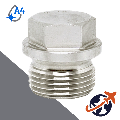 British Flanged Hex Plug,DIN 910 BSPP,A4 Stainless Steel