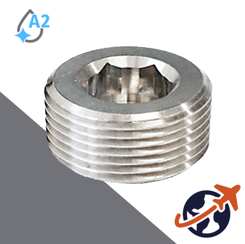 British Taper Allen Plug,DIN 906 BSPT,A2-50 Stainless