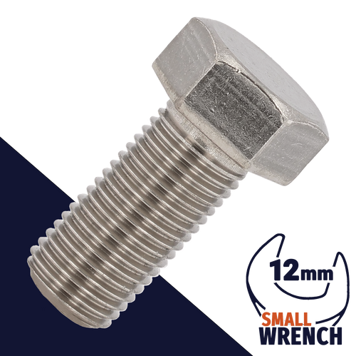 M8X1.25 JIS Hex Bolt 12mm Wrench - Stainless JIS B1180