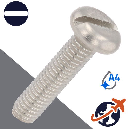 M2.5X0.45 Pan Head Slotted,A4-50 Stainless,DIN 85