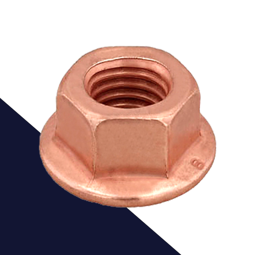 Top Lock Flange Nut COARSE,Steel Class 8 Copper Exhaust,Special Wrench / Heights