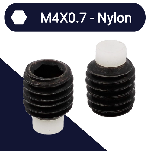 M4X0.7 Nylon Tip Set Screw,Steel,Nylon Dog Point