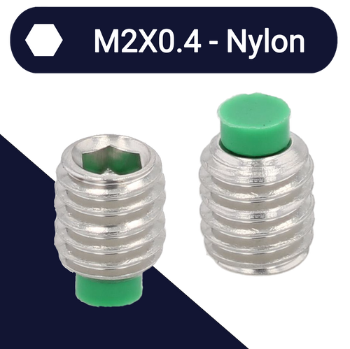 M2 Nylon Tip Set Screw,Stainless Steel,Nylon Dog Point