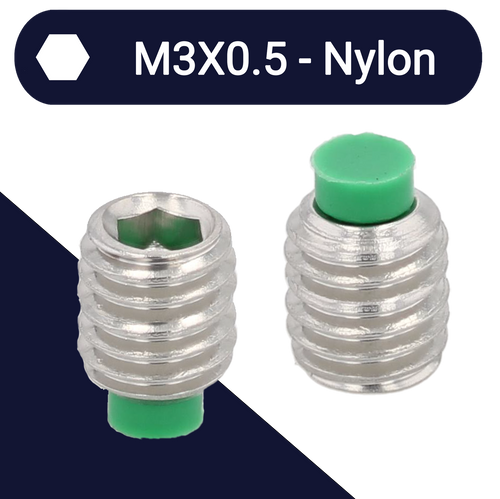 M3X0.5 Nylon Tip Set Screw,Stainless Steel,Nylon Dog Point