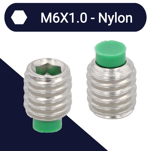 M6X1.0 Nylon Tip Set Screw,Stainless Steel,Nylon Dog Point