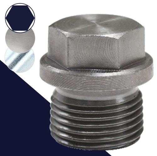British Flanged Hex Plug,Steel, Plain & Zinc,DIN 910 BSPP
