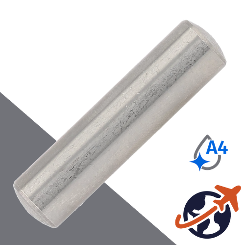 M0.8 Parallel Dowel Pin,A4 / 316 Stainless,DIN 7, Tolerance m6