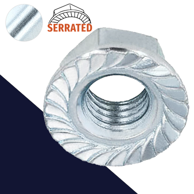 M10X1.0 Serrated Flange Nut,Steel Class 10 Zinc Plated,ExFine Thread 14mm Wrench