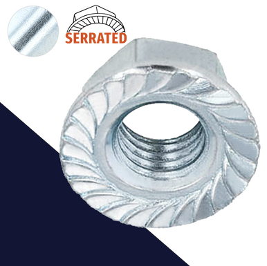 M10X1.0 Serrated Flange Nut,Steel Class 10 Zinc Plated,ExFine Thread 14mm Wrench