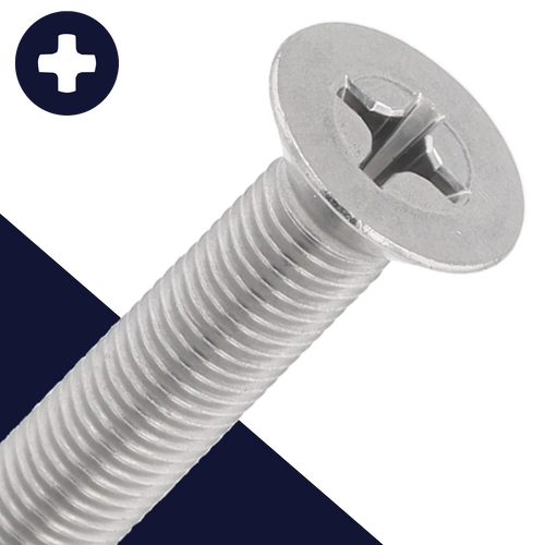 M8X1.0 Flat Head Phillips,Stainless Steel A2,Oversized Head Diameter