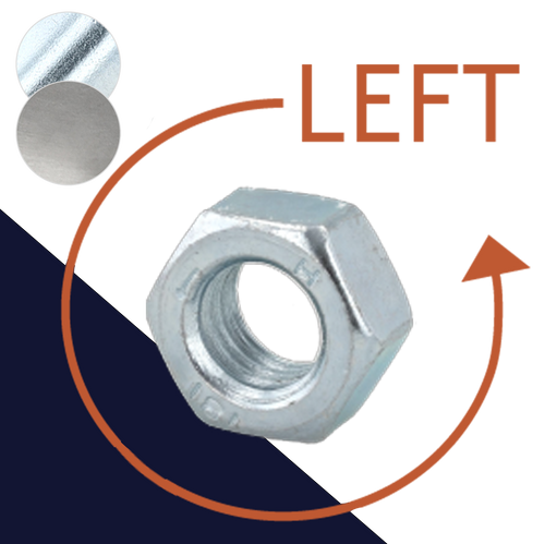 Coarse Hex Nut LEFT HAND Steel, DIN 934