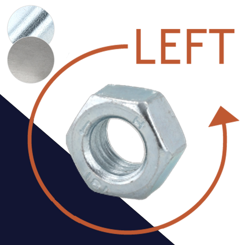 Left Hand Hex Nut,Steel, Class Varies,DIN 934-LH