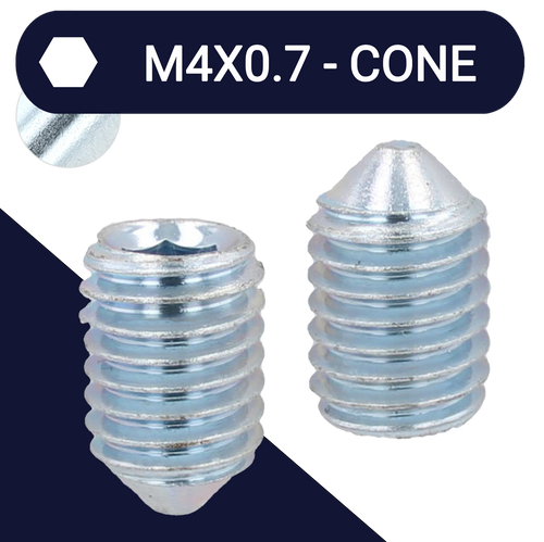 M4X0.7 Set Screw,Steel Class 45H,DIN 914 Cone Point