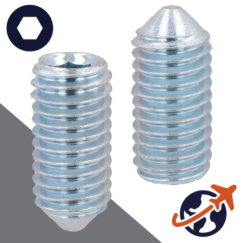 M10X1.5 Cone Point Set Screw,Steel Class 45H,ISO 4027 / DIN 914