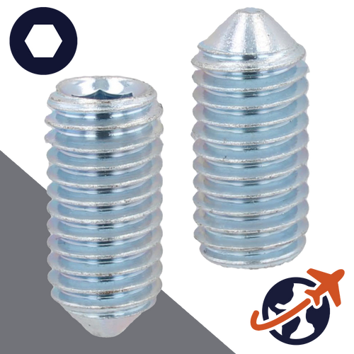 M10X1.5 Cone Point Set Screw,Steel Class 45H,ISO 4027 / DIN 914