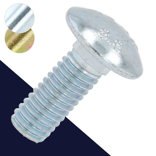 M8X1.25 Short Neck Carriage Bolt,Steel Class 8.8 Zinc,ISO 8678 Reduced Collar