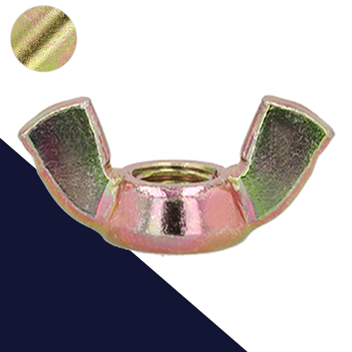 Fine Thread Wing Nut,Steel, Yellow Zinc Plated,American Style