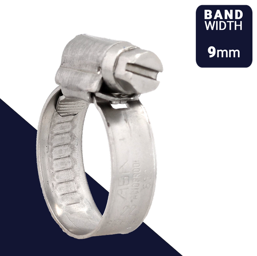 ABA NOVA S50 Clamp,W5 / 316 ALL Stainless,9mm Band