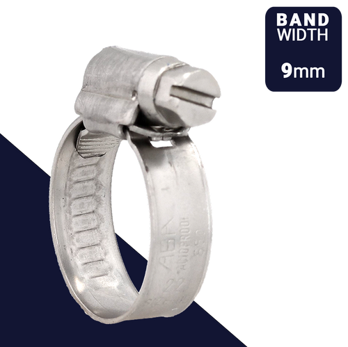 ABA NOVA S50 Clamp,W5 / 316 ALL Stainless,9mm Band