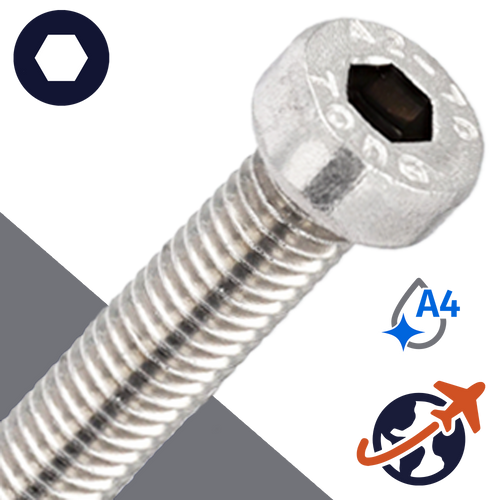 M10X1.5 Socket Head Low,A4 Marine Stainless,DIN 7984