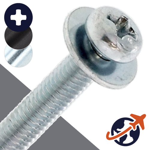M2.6X0.45 Pan Phillips SEMS Large FW - Steel