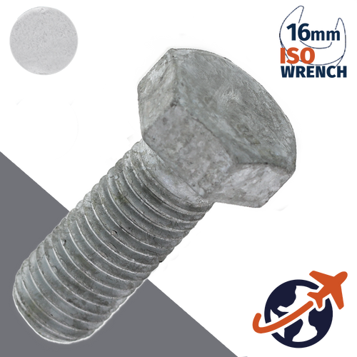 M10X1.5 ISO Hex Bolt,Steel 10.9 Hot Dip Galvanized,ISO 4017 - 16mm WAF