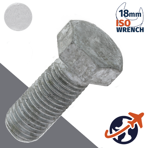 M12X1.75 ISO Hex Bolt,Steel 10.9 Hot Dip Galvanized,ISO 4014/4017 - 18mm WAF