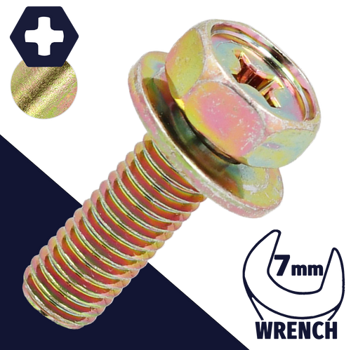 M4X0.7 Hex Phillips SEMS,Steel Yellow Zinc,Flat Washer