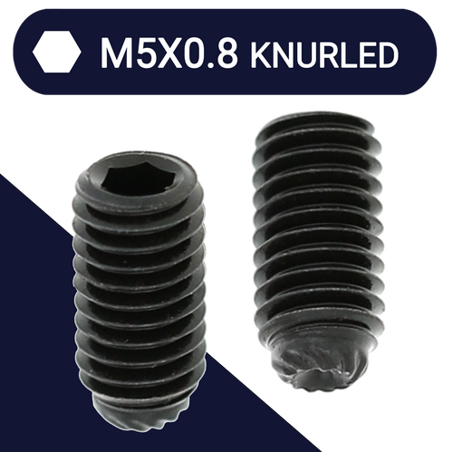 M5X0.8 Knurled Point Allen Set Screw - Steel 45H Black