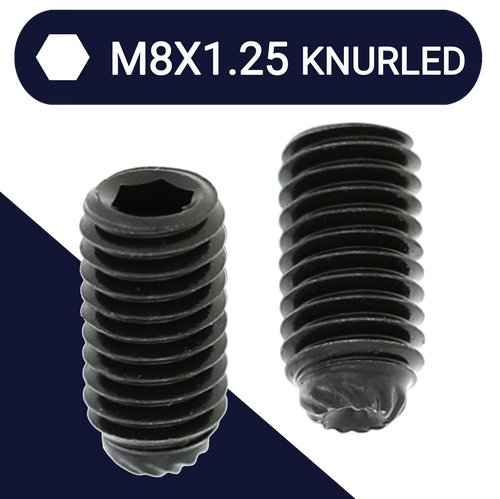 M8X1.25 Set Screw,Steel,Knurled Point